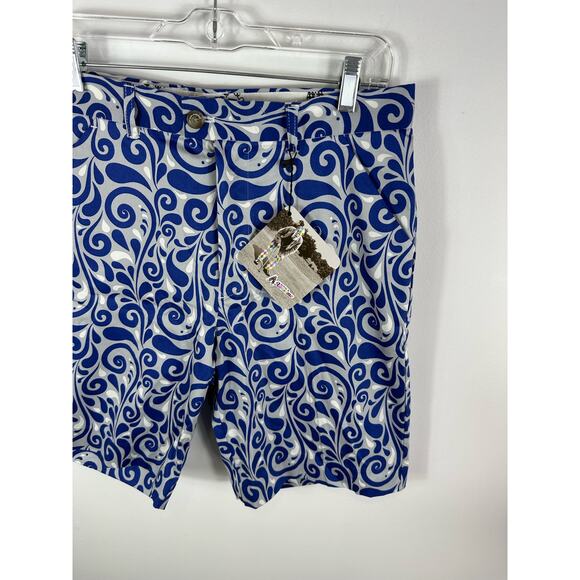 NWT Royal & Awesome Club Swirl Paisley Print Golf Shorts Blue Grey Size 32 - Picture 10 of 12